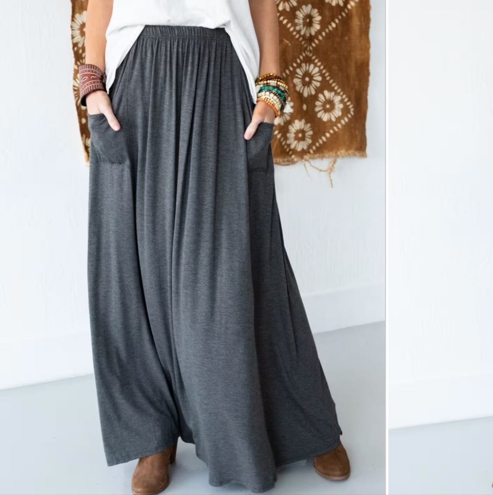 Three Bird Nest Gray Maxi Skirt